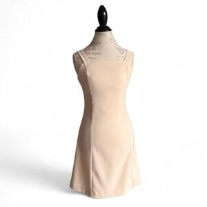 Vintage 90s City Triangles Nude Slip Mini Dress Made USA Size‎ 7 Minimalist